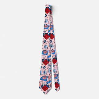 pop art record music lover vintage heart pink neck tie