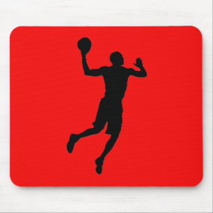 Pop Art Red Black Basketball Player Silhouette Mouse Pad