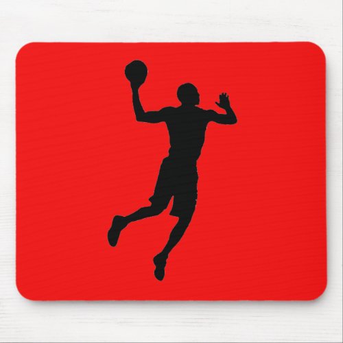 Pop Art Red Black Basketball Player Silhouette Mouse Pad