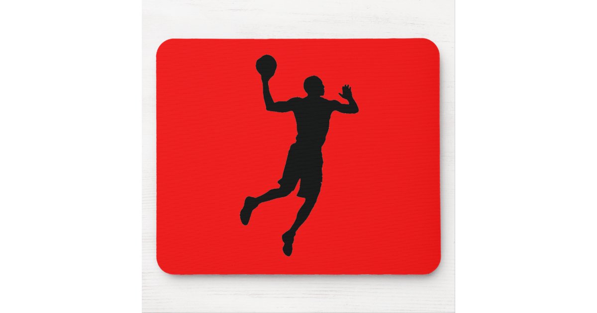 Pop Art Red Black Basketball Player Silhouette Mouse Pad Zazzle