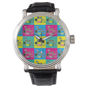 Pop Art Retro Colourful Drum Music Watch