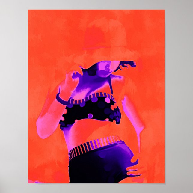 Pop Art Retro Hippy Chic Boho Artworks Girl Poster (Front)