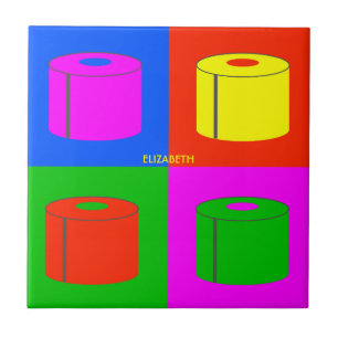 Pop Art Retro Psychedelic Toilet Paper Vibrant Ceramic Tile