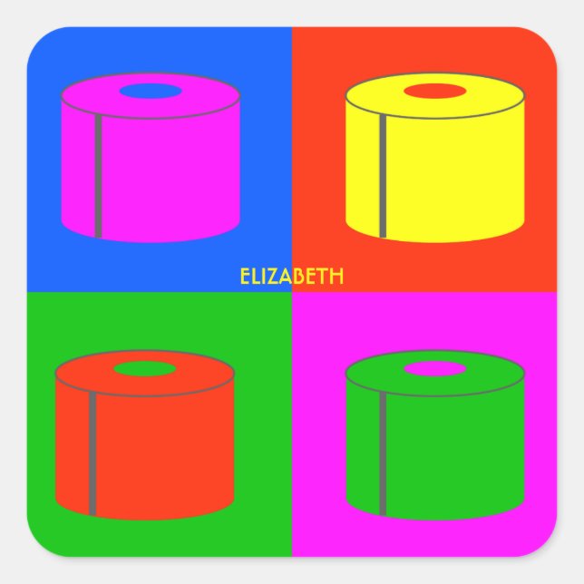Pop Art Retro Psychedelic Toilet Paper Vibrant Square Sticker (Front)