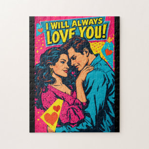 Pop Art Retro Romance Comics Colorful Romantic Jigsaw Puzzle
