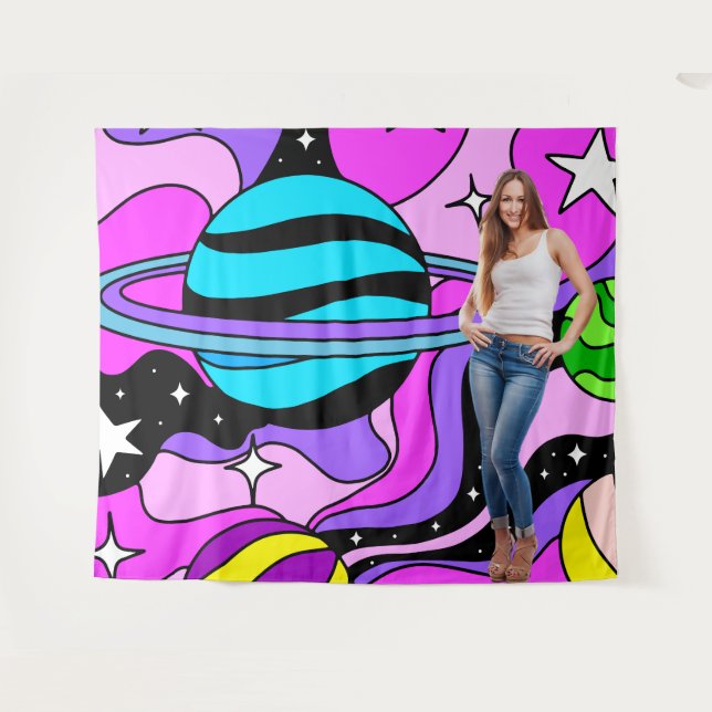 Pop Art Retro Space Party Decoration Backdrop (Front (Horizontal))