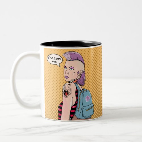 Pop Art Retro Tattoo Woman Two_Tone Coffee Mug