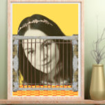 Pop Art Retro Vintage Woman Face yellow background Poster<br><div class="desc">This Poster is showing the face of pretty woman behind prison bars. The idea behind is that we can be bigger than our own self invented barriers. The choice of yellow backgound is to show the black and white woman portrait in a better way. The choice of retro vintage pop...</div>