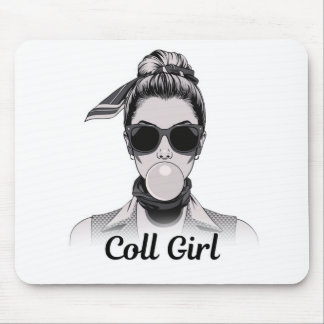 Pop Art Retro Woman Fashion Black and White Mouse Pad
