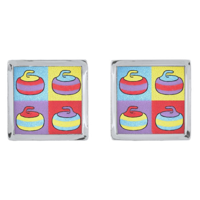 Pop Art Rocks Curling Design Cufflinks (Front)