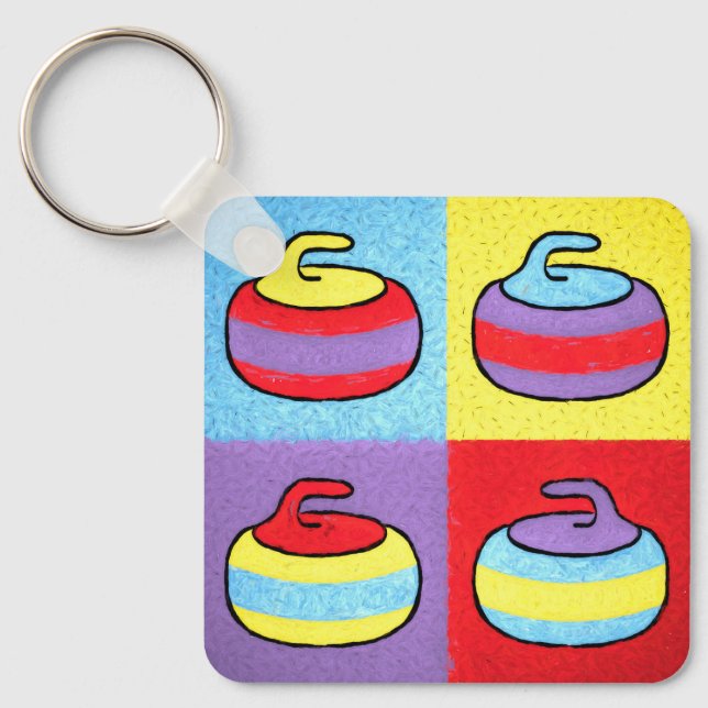 Pop Art Rocks Curling Design Keychain (Front)