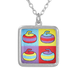 Pop Art Rocks Curling Design Silver Plated Necklace