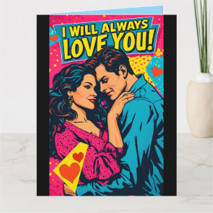 Pop Art Romantic Love Blue Magenta Yellow  Card
