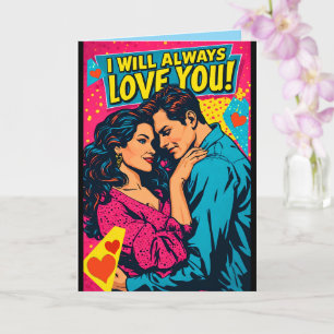 Pop Art Romantic Love Blue Magenta Yellow  Card