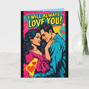 Pop Art Romantic Love Blue Magenta Yellow  Card