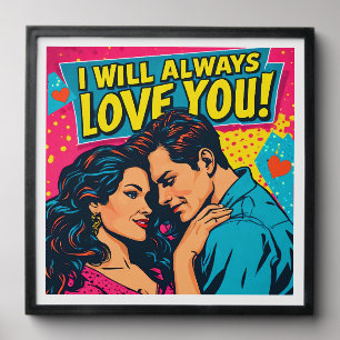 Pop Art Romantic Love Blue Magenta Yellow Peel And Stick Photo Tile