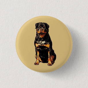 Pop Art Rottweiler Comic Style Halftone Dog Button