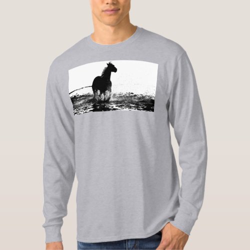 Pop Art Running Horse Template Elegant Grey T_Shirt
