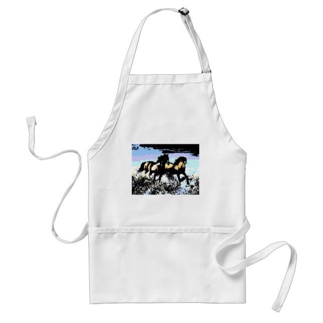 Pop Art Running Horses Adult Apron (Front)