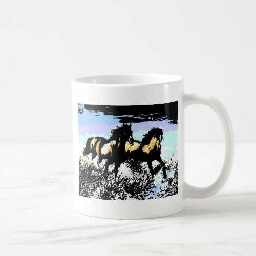 Pop Art Running Horses Coffee Mug