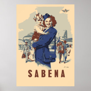 Pop art Sabena Ex Belgian Airlines Poster