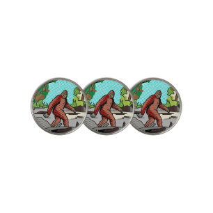Pop Art Sasquatch Forest Comic Panel Graphic Golf Ball Marker