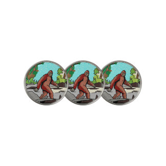 Pop Art Sasquatch Forest Comic Panel Graphic Golf Ball Marker