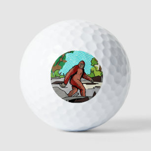 Pop Art Sasquatch Forest Comic Panel Graphic Golf Balls