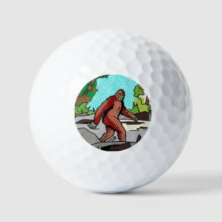 Pop Art Sasquatch Forest Comic Panel Graphic Golf Balls