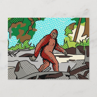 Pop Art Sasquatch Forest Comic Panel Graphic Postcard