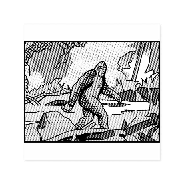 Pop Art Sasquatch Forest Comic Panel Graphic Self-inking Stamp (Design)