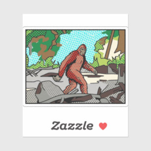 Pop Art Sasquatch Forest Comic Panel Graphic Sticker
