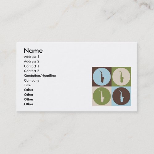 Pop Art Saxophone Business Card Template