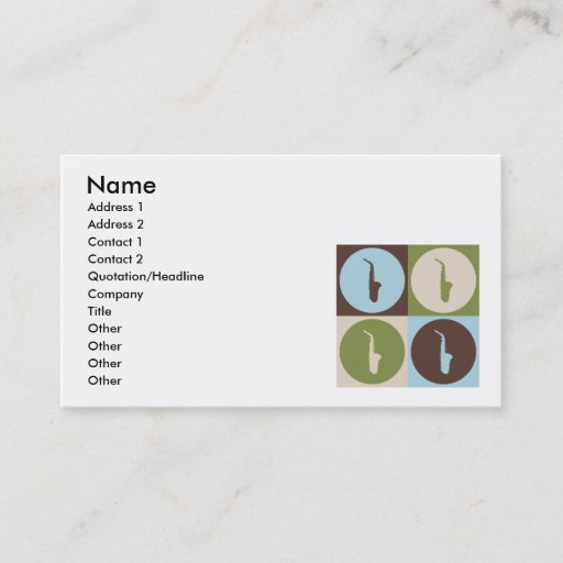 Customizable Pop Art Saxophone Business Card Template