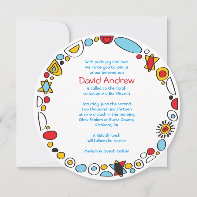 POP ART SCRIBBLY Bar Mitzvah Invitation (Front)