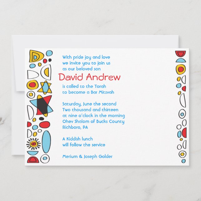 POP ART SCRIBBLY Bar Mitzvah Invitation (Front)