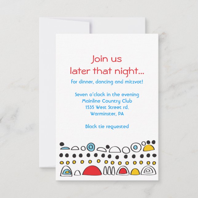 POP ART SCRIBBLY Bat Mitzvah Party Card (Front)