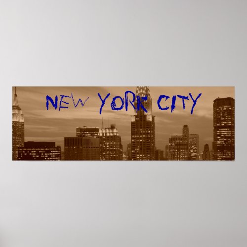 Pop Art Sepia New York City Panoramic Poster