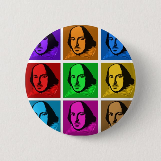Pop Art Shakespeare Pinback Button (Front)