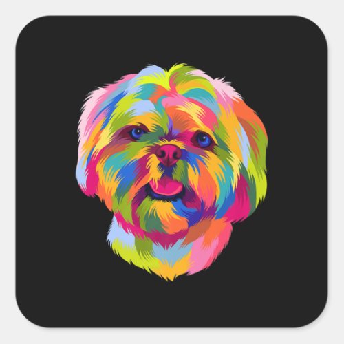 Pop Art Shih Tzu Cute Puppy Owner Square Sticker