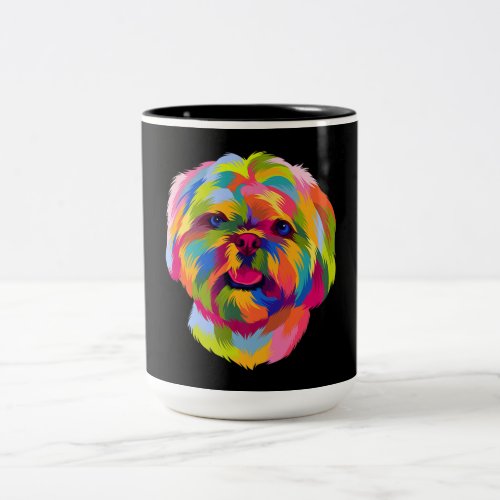 Pop Art Shih Tzu Cute Puppy Owner Two_Tone Coffee Mug