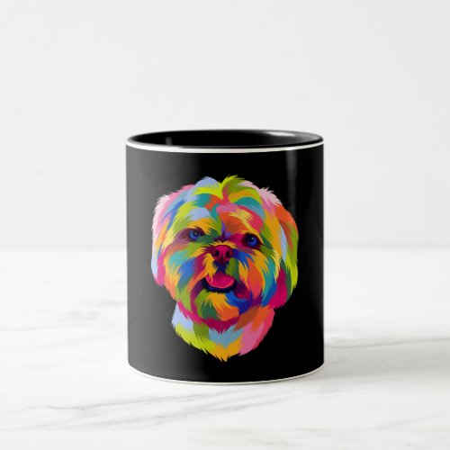 Pop Art Shih Tzu Cute Puppy Owner Two_Tone Coffee Mug