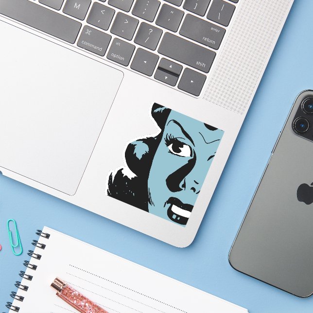 Pop Art Shock Retro Sticker (Laptop w/ iPhone)