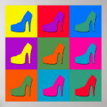 Pop art shoes poster<br><div class="desc">Illustration of high-heel shoes on colorful tiled background</div>