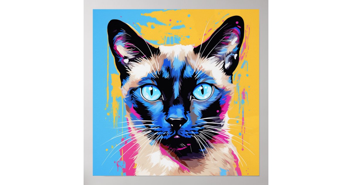 Pop Art Siamese Cat Poster | Zazzle