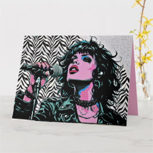 Pop Art Singer Halftone Punk Rocker Music Lovers  Card