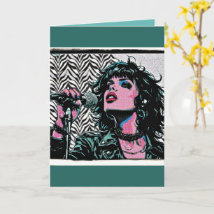 Pop Art Singer Halftone Punk Rocker Music Lovers  Card
