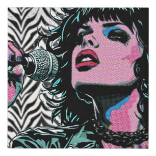 Pop Art Singer Halftone Punk Rocker Music Lovers Faux Canvas Print