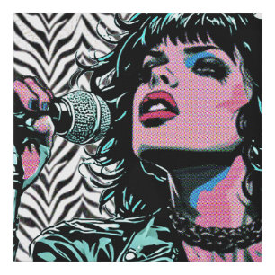 Pop Art Singer Halftone Punk Rocker Music Lovers Faux Canvas Print