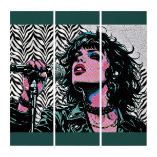 Pop Art Singer Teal Pink Punk Rocker Music Lovers